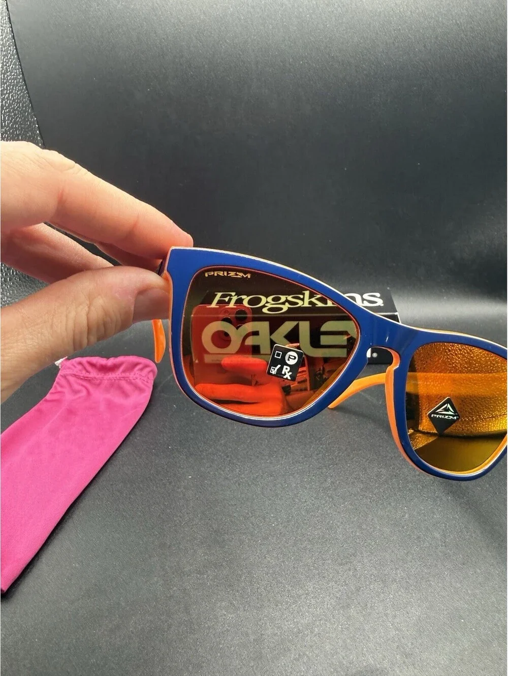 Oakley Frogskin Orange Navy/Prizm Ruby Lenses OO9013-G455